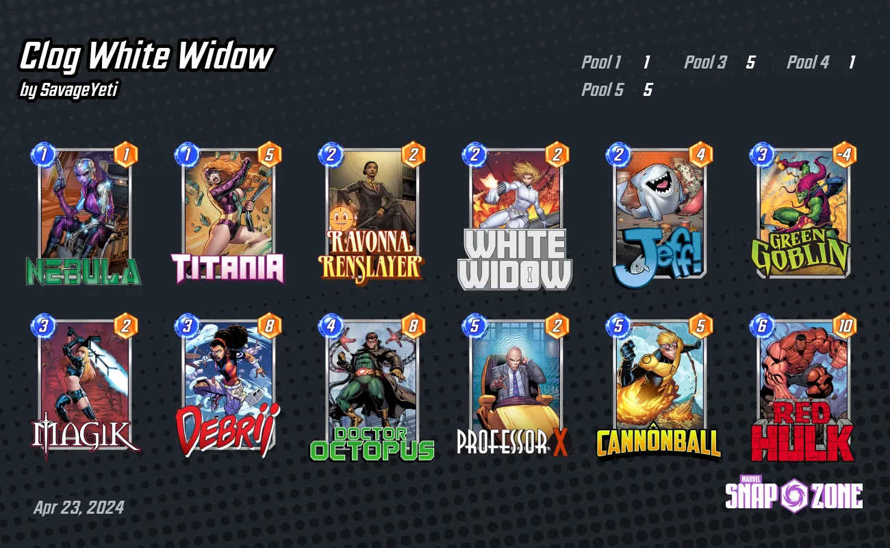 Clog White Widow Decks Marvel Snap Zone